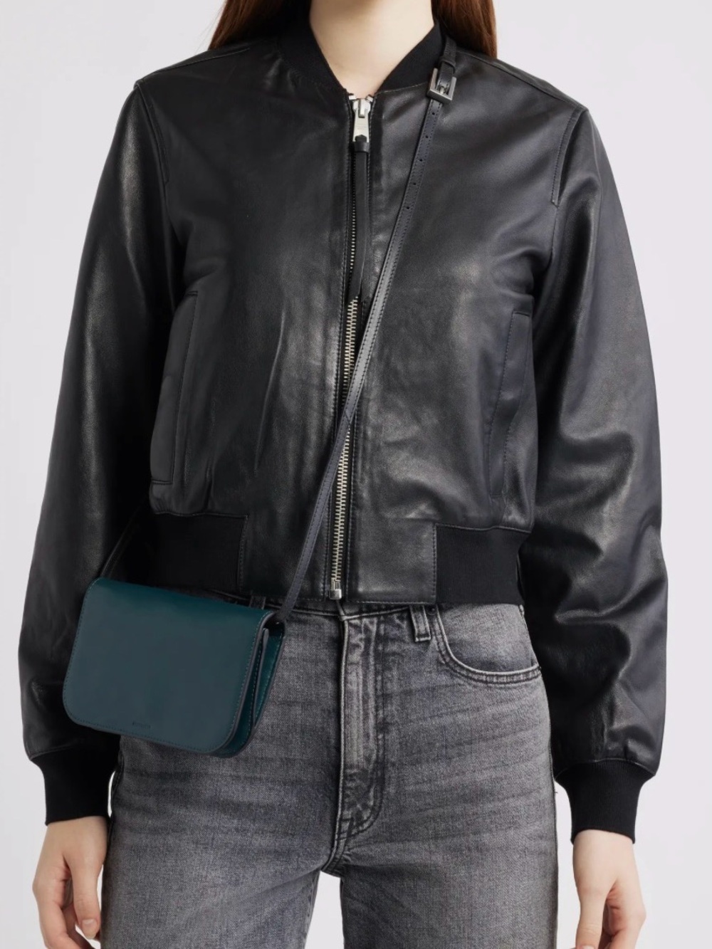 All Saints Teal Leather Crossbody Bag with Adjustable Strap
